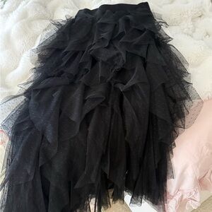 Zara Black Layered Dotted Tulle Skirt